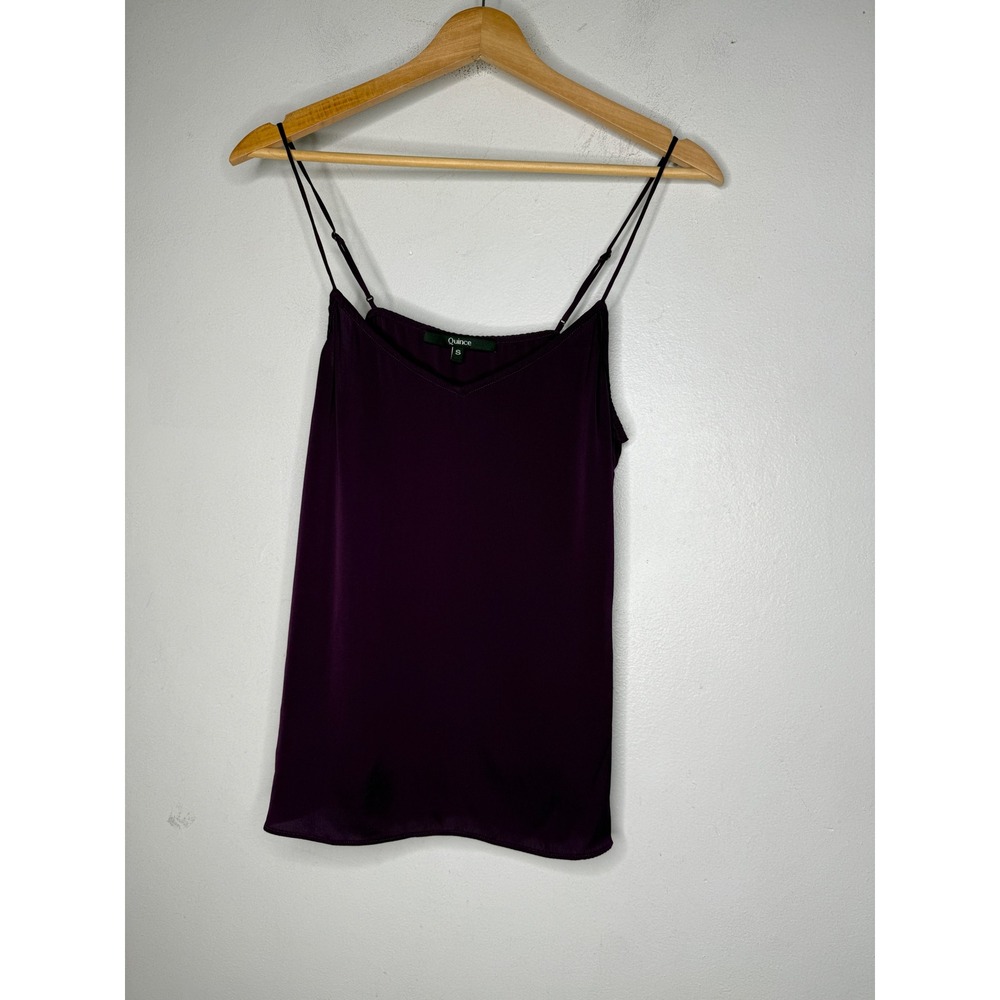 Quince Washable Stretch Silk V-Neck Cami Eggplant Purple S CMA01-3074